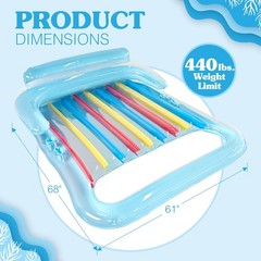 4E’s Novelty 2 Person Inflatable Pool Lounger Float for Two Adults with Phone