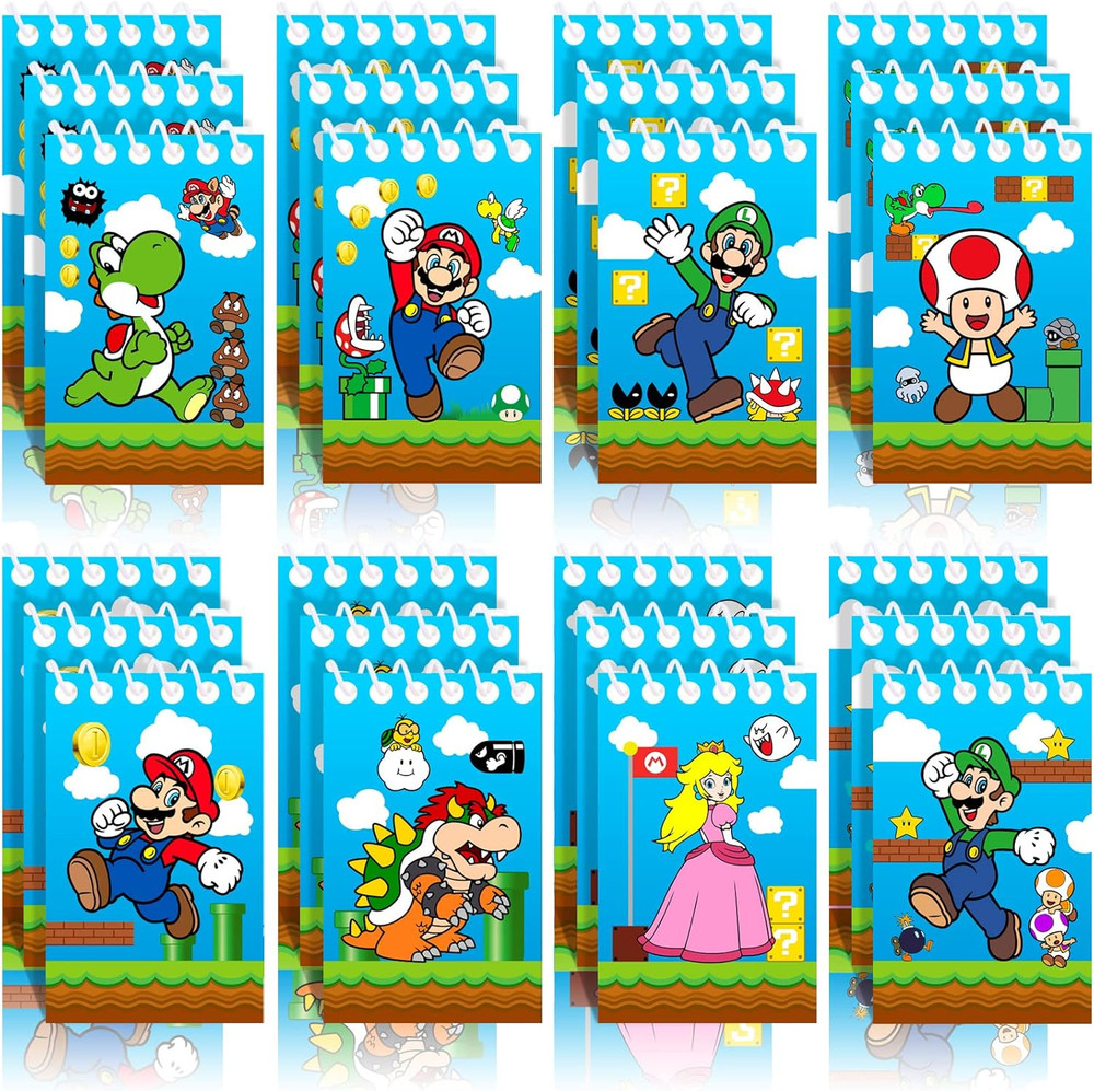 Mario Birthday Party Supplies, 24Pcs Mini Notepads for Mario Birthday Party, Goo