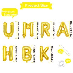 16 Inches UMRAH MUBARAK Letter Balloons Banner – Mylar Foil Alphabet Balloons…