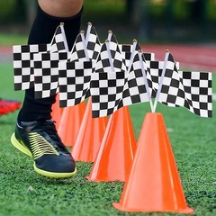 Traffic Cones with Racing Checkered Flags-8 Traffic Cones With Hole on Top, 1…