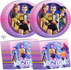 Unique 16 Pack KPop Demon Hunters Dessert Sized Plates and Napkins – 16 Cake Pla
