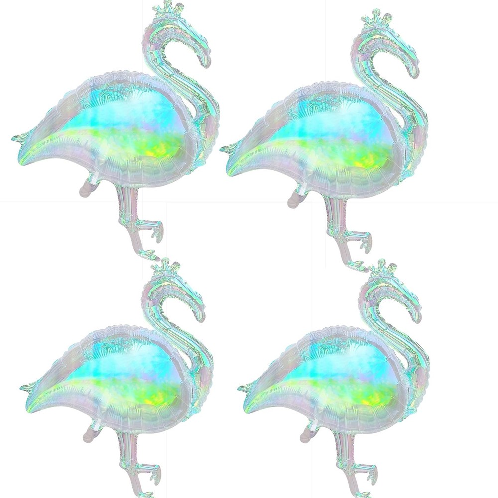 4Pcs Iridescent Flamingo Balloons,Tropical Summer Party Balloon For Hawaii Al…