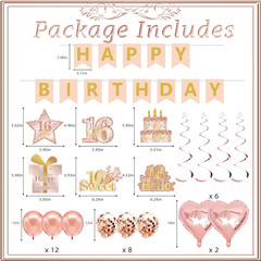 Sweet 16 Party Decorations, Sweet 16Th Birthday Crown and Sash Pink Rose Gold Si