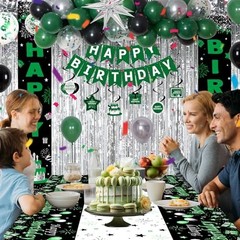 Green Birthday Decorations for Men & Boys – Black & Green Party Supplies, Bday B