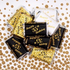 35th Birthday Mini Candy Bar Wrapper, (Set of 60) CANDY NOT INCLUDED