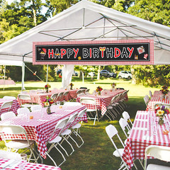 Happy Birthday Banner BBQ Birthday Decorations Picnic Happy Birthday Sign for Ya