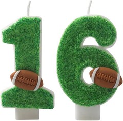 Birthday Number 16 Candles,16th Green Football 16,