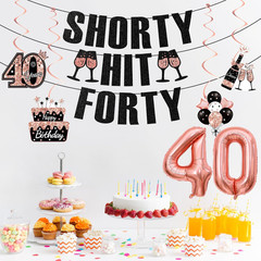 40Th Birthday Decorations for Women, Black Rose Gold Happy 40Th Birthday Banner