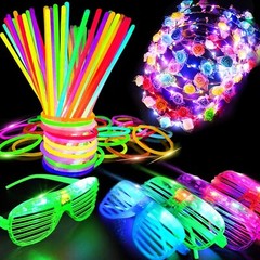 112 Pcs Mardi Gras Glow in The Dark Party Supplies 2024, Glow Sticks Bulk LED…