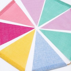 60 Flags Imitated Burlap Pennant Banner – Multicolor Fabric Triangle Rainbow …