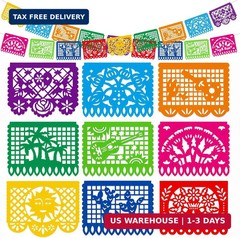 DomeStar Mexican Party Decoration, 18 Feet Plastic Papel Picado Fiesta Banner Ci