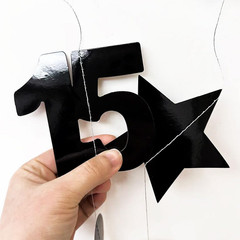 Black 15Th Birthday Decorations Number 15 Circle Dot Twinkle Star Garland Metall