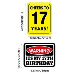 17th Birthday Party Decorations – 9PCS Wall Signs Funny Tags for Teenagers 17…