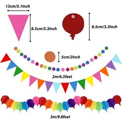 Party Decorations, 41 Pcs Multicoloured Papar Fans Pompoms Garlands String Ti…