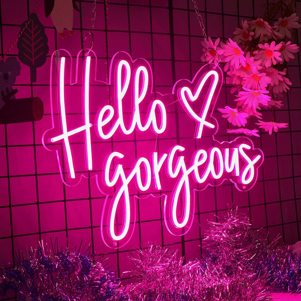 Hello Gorgeous LED Neon Sign Light for Party Drawing Room Wall Decor 27.5»