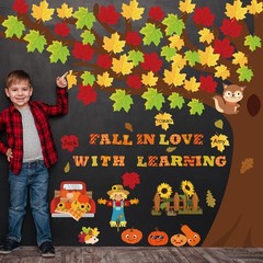 120 PCS Fall Bulletin Board Decorations Autumn Scarecrow Pumpkin Cutouts