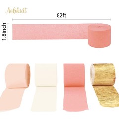 Wedding Party Decorations, 8 Rolls Pink Gold Crepe Paper Streamers for Weddin…