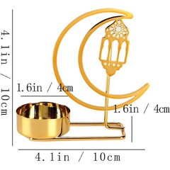 Eid Mubarak Decorations,Ramadan Kareem Moon Shaped Candle Holder,Ramadan