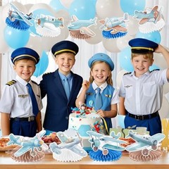 10Pcs Airplane Party Decorations – Honeycomb Centerpieces Table