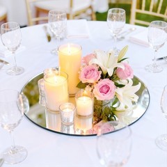 24 PCS 6 Inch Round Mirror Centerpieces Flat Circle Candle Plates Trays DIY