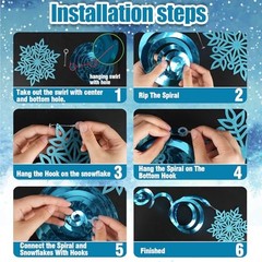 48Pcs Winter Snowflake Hanging Swirl Decorations 48 Piece Blue Purple Silver