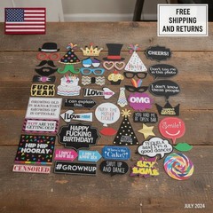 Funny 47-Piece Birthday Photo Props Set – Perfect for All Ages from 21 to 90