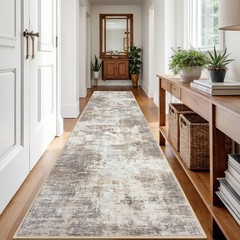 IOHOUZE Abstract Runner Rug 3′ x 12′ (Runner), Gold/Yellow/Brown/Beige/White