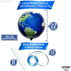 KatchOn 22in Earth Balloons Set 6PCS 4D Globe Planet Party Classroom Decor