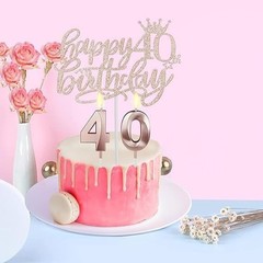 Chic 40th Birthday Gift Set: Crown, Sash & Sparkling Cake Topper in Rose Gold