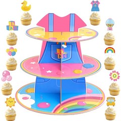 Cartoon Teacher Cake Decorations 3-Tier Girls Happy Birthday Cupcake Stand wi…