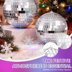 6 Inch Silver Hanging Mirror Ball Kit Disco Ball Decorations 2 Pack Hanging