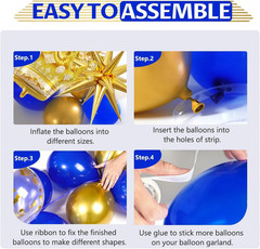 Royal Blue Gold Birthday Party Decorations with Happy Birthday Banner Foil Ballo