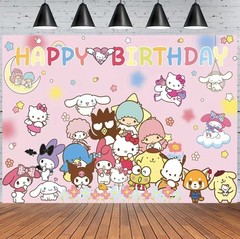 Hello Kitty & Friends Happy Birthday Backdrop 5×3.5ft Birthday Party Decoration