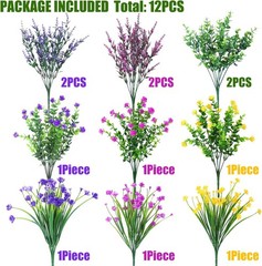 Sggvecsy Artificial Flowers for Outdoors 12 Bundles UV 12 Bundles, Mix