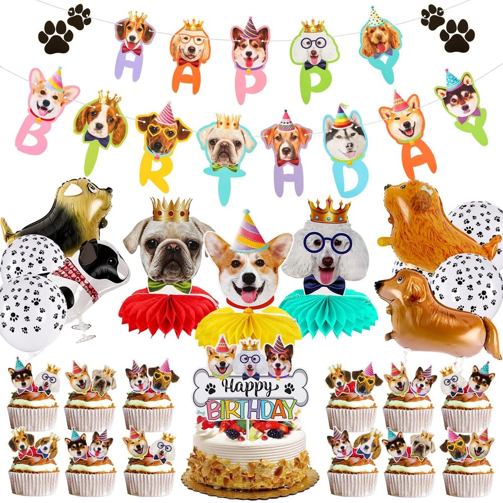 39 Pcs Dog Birthday Decorations Dog Birthday Party Supplies Puppy Party Favor…