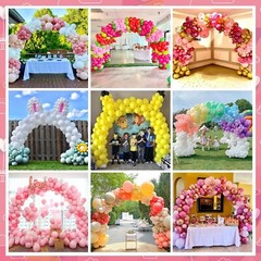 Metal Round Backdrop Stand Balloon Arch Kit – 6.56ft(2m) Golden Circle Backdr…