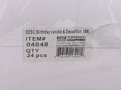 BIRTHDATE CANDLE & DECORATION PARTY FUN #8 QUANTITY OF 24 PCS SEALED
