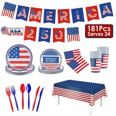 181PCS 250 Anniversary Decorations America Indoor Party Patriotic Decor Fourth