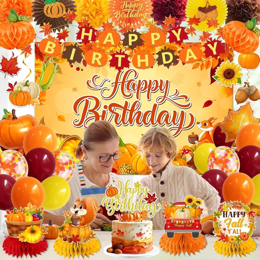 Fall Decorations Fall Birthday Party Decorations Include Autumn Backdrop