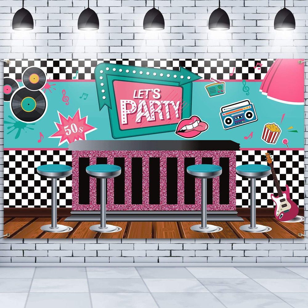 50S Party Decorations Back to 50’S Rock and Roll Banner Rocking Backdrop 1950S S