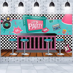 50S Party Decorations Back to 50’S Rock and Roll Banner Rocking Backdrop 1950S S