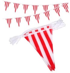 Pennant Banners, Reusable Polyester Cloth Flags for Red & White Striped