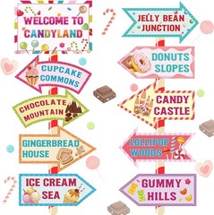 Candy Themed Party Supplies 20 Pcs, Directional Signs for Kids Girls