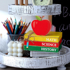 4 Pcs Back to School Table Decor Apple Prop Book Pencil Classroom Decor First Da
