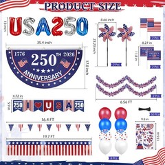 Patriotic Golf Cart Decorations Kit – 250th Independence Day Banner, Flags & Mor