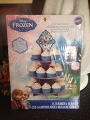 Disney Frozen Olaf Anna Elsa Cupcake Stand 3 Tier 2 Image Topper 24 Cupcakes New
