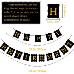 21Pcs Happy Retirement Party Decorations for Men Women,Black Gold Black