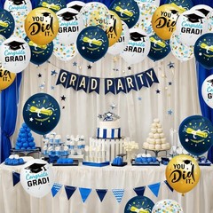 Graduation Decorations 2026 Graduation Balloons 62pcs 12 Inch Navy Blue Gold…