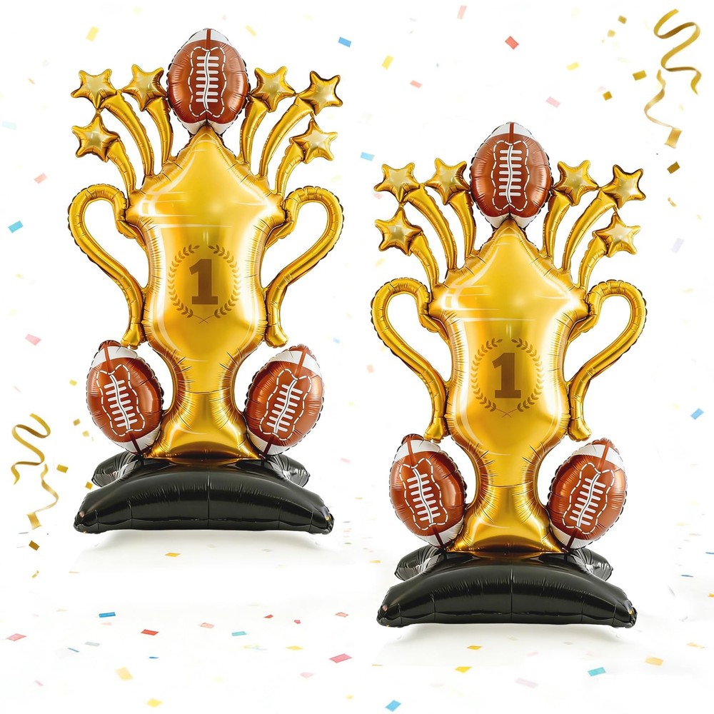 2-Piece Football Party Decoration Set – 5 ft Large Self Standing Football Foi…