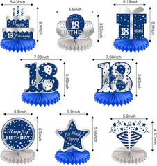 Kauayurk 8Pcs 18Th Birthday Decorations Table Centerpiece Party Supplies, Blue S